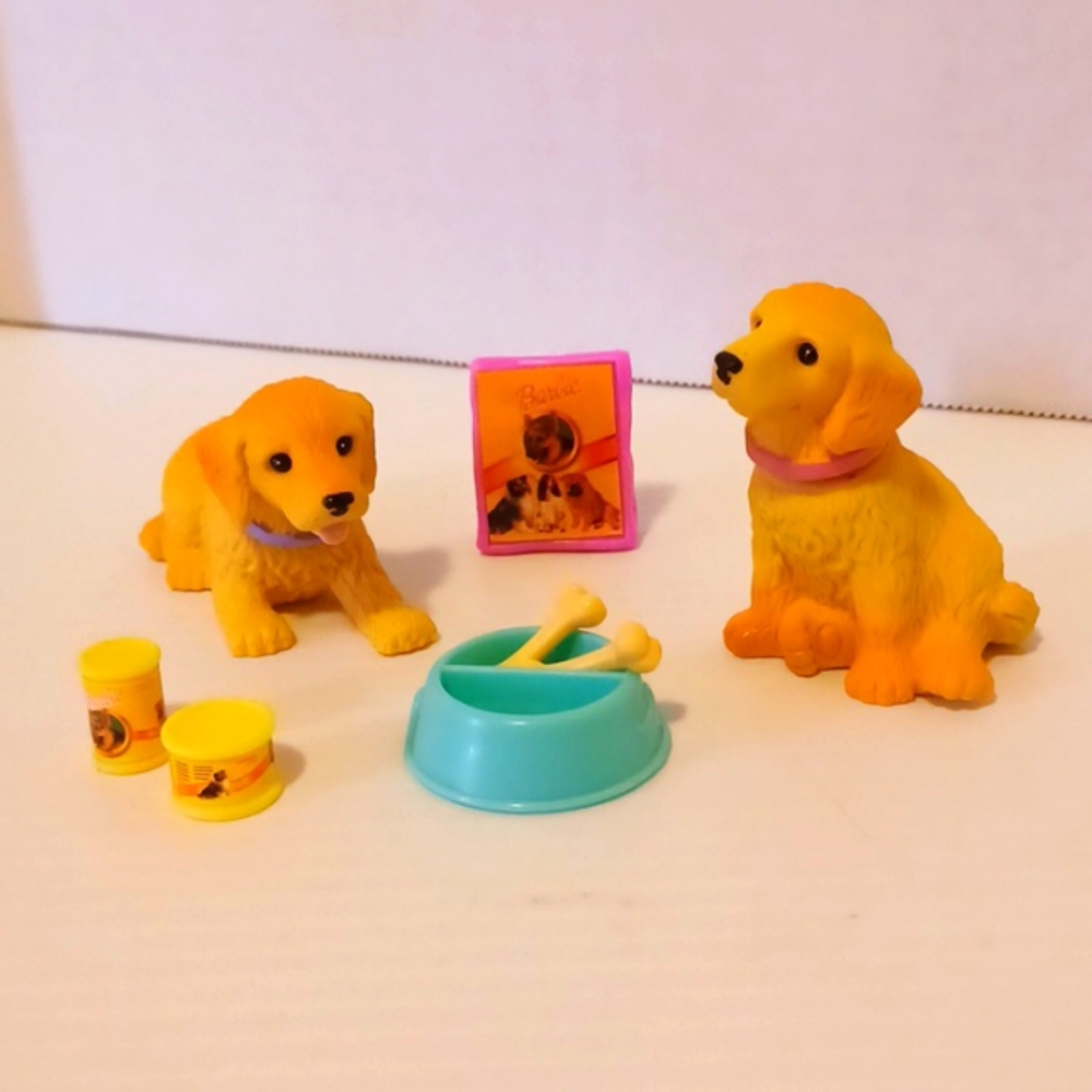 USED VINTAGE BARBIE BOBBIN BOW-WOW GOLDEN RETRIEVER PUPS COMPLETE